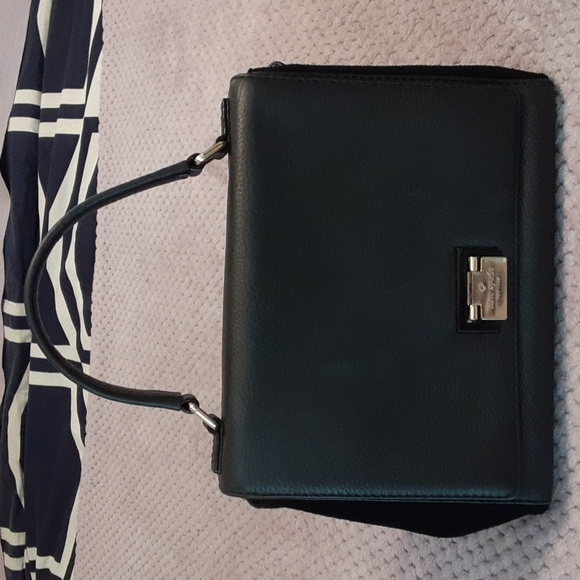 kate spade black Magnolia Park Suede Laurel pebbled leather satchel handbag - Picture 3 of 11